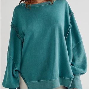 Free People Camden Sweatshirt, Ocean Mist size XL